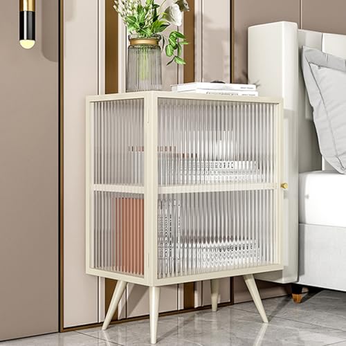 XDCXYD Schwarz Weiß Nachttische Eisen Rahmen Halterung Praktische Ende Seite Tisch Nachttisch Schlafzimmer Möbel(Weiß,40 * 35 * 60CM) von XDCXYD
