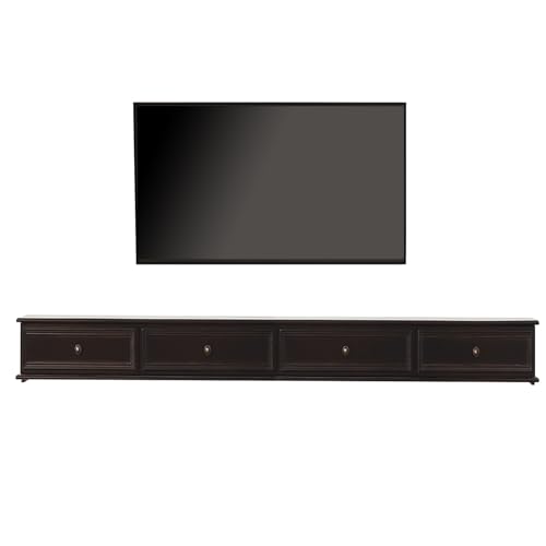 XDCXYD Schwebender TV-Ständer An Der Wand Montierter TV-Schrank Im Amerikanischen Stil Rückseite Hohl Mit Kabellöchern(Walnut,220 * 20 * 24CM) von XDCXYD