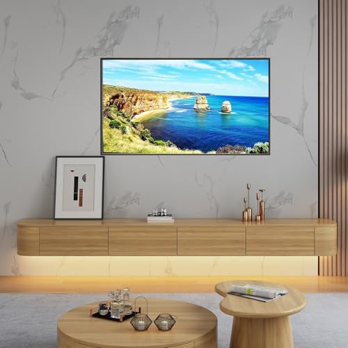 XDCXYD Schwebender TV-Ständer An Der Wand Montierter TV-Schrank Multimedia-Konsole Mit Unterer Klappe Und Schublade(All Wood,200 * 24 * 20cm) von XDCXYD