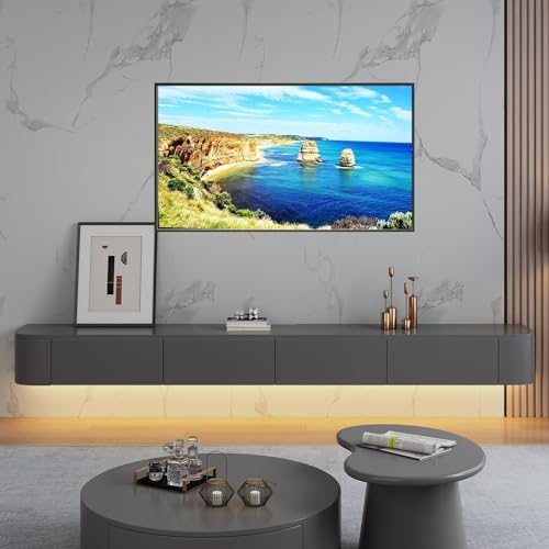 XDCXYD Schwebender TV-Ständer An Der Wand Montierter TV-Schrank Multimedia-Konsole Mit Unterer Klappe Und Schublade(Grey,200 * 24 * 20cm) von XDCXYD