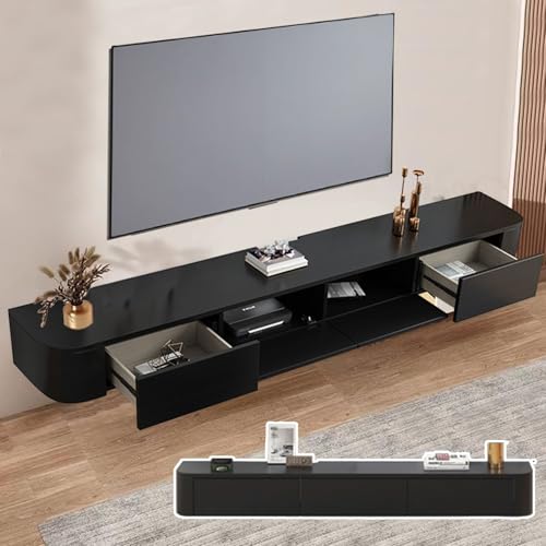 XDCXYD Schwebender TV-Ständer Lagerregale An Der Wand Montierter TV-Schrank Ausgehöhlter TV-Schrank Mit Kabellöchern Mehrere Größen Und Farben Diele & Flur(Schwarz,200 * 20 * 24CM) von XDCXYD