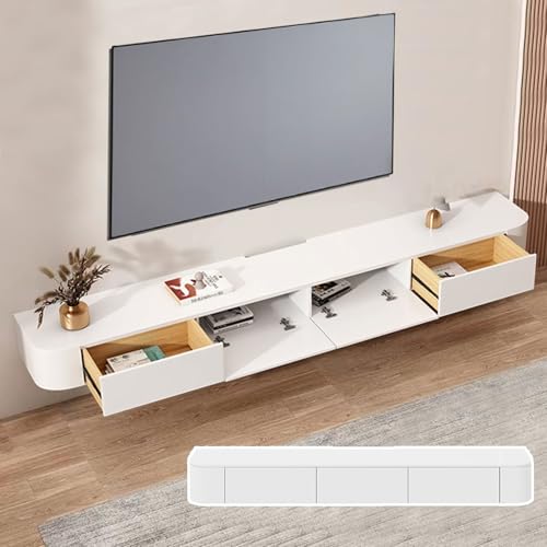 XDCXYD Schwebender TV-Ständer Lagerregale An Der Wand Montierter TV-Schrank Ausgehöhlter TV-Schrank Mit Kabellöchern Mehrere Größen Und Farben Diele & Flur(Weiß,140 * 20 * 24CM) von XDCXYD