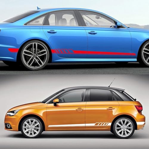 XDDHH Auto Seitenaufkleber Aufkleber Für Audi A3 8P 8V A4 B8 B6 A6 C6 C5 A1 A2 A7 A8 Q2 Q3 Q5 Q7 Körperseite Wasserdicht Zubehör Sticker Karosserie Grafik,C-red von XDDHH