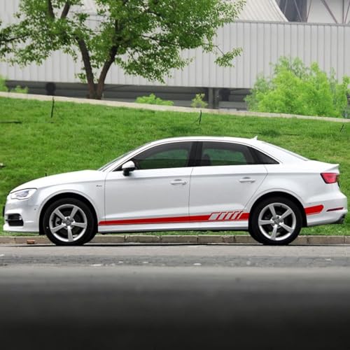 XDDHH Auto Seitenaufkleber Aufkleber Für Audi A3 A4 A5 A6 A7 Q2 Q3 Q5 RS3 RS4 RS5 TT S5 S6 S7 Körperseite Wasserdicht Zubehör Sticker Karosserie Grafik,C-red von XDDHH