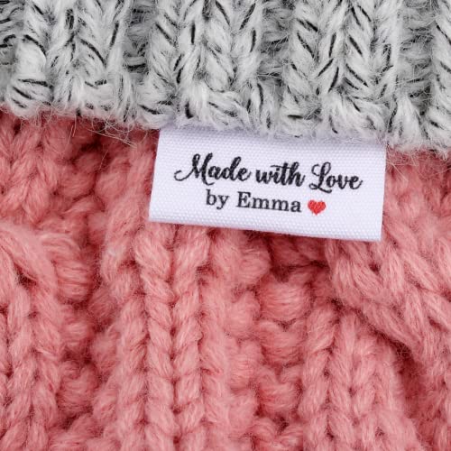 XDE Personalisierte Handmade Stoffetiketten,Handmade Label Zum Annähen,Stoffetiketten Textiletiketten Für Klediung,Custom Tags Kinder Kleidung (50P,Weiß) von XDE
