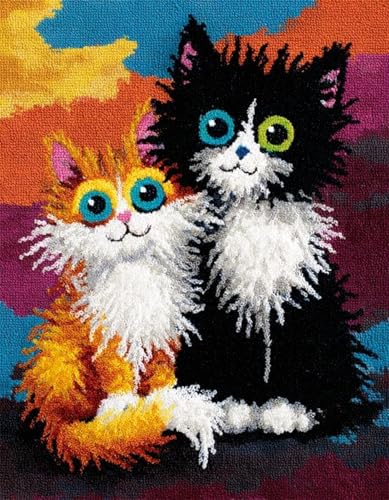 XDEGHUANGSS DIY Latch Hook Kit für Erwachsene und Kinder,Knüpfteppich Set mit vorbedrucktem Motiv,Kreatives Rug Hooking Set für Einsteiger & Fortgeschrittene,2 süße Katzen-80x115cm XDEGHUANGSS DIY Latch Hook Kit für Erwachsene und Kinder,Knüpfteppich Set mit vorbedrucktem Motiv,Kreatives Rug Hooking Set für Einsteiger & Fortgeschrittene,2 süße Katzen-80x115cm von XDEGHUANGSS