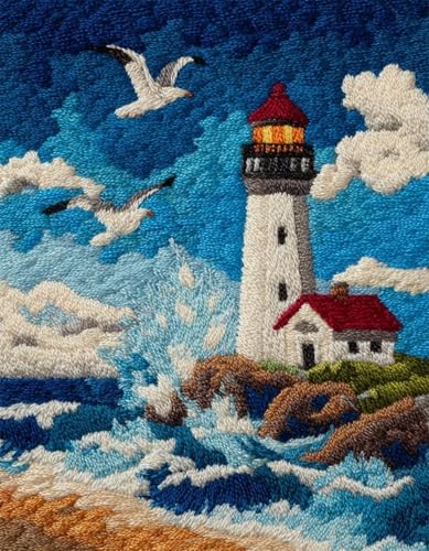 XDEGHUANGSS DIY Latch Hook Kit für Erwachsene und Kinder,Knüpfteppich Set mit vorbedrucktem Motiv,Kreatives Rug Hooking Set für Einsteiger & Fortgeschrittene,Leuchtturm-80x115cm XDEGHUANGSS DIY Latch Hook Kit für Erwachsene und Kinder,Knüpfteppich Set mit vorbedrucktem Motiv,Kreatives Rug Hooking Set für Einsteiger & Fortgeschrittene,Leuchtturm-80x115cm von XDEGHUANGSS