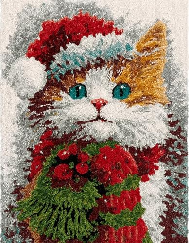 XDEGHUANGSS DIY Latch Hook Kit für Erwachsene und Kinder,Knüpfteppich Set mit vorbedrucktem Motiv,Kreatives Rug Hooking Set für Einsteiger & Fortgeschrittene,Weihnachtskatze-80x115cm XDEGHUANGSS DIY Latch Hook Kit für Erwachsene und Kinder,Knüpfteppich Set mit vorbedrucktem Motiv,Kreatives Rug Hooking Set für Einsteiger & Fortgeschrittene,Weihnachtskatze-80x115cm von XDEGHUANGSS