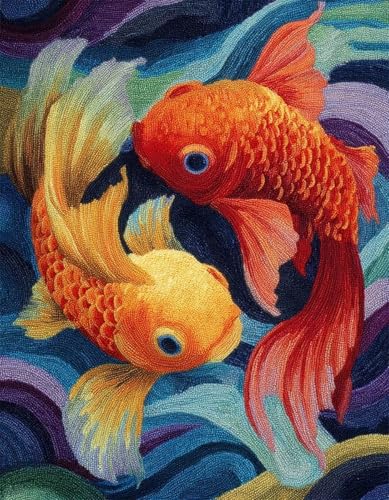 XDEGHUANGSS Kreatives Knüpfen für Familien: Latch Hook Rug Kit mit Vorlage,DIY Teppich Selbst Machen Set inkl. Wolle & Werkzeug,als Geschenk für Kinder und Erwachsene,2 kleine Goldfische-90x120cm XDEGHUANGSS Kreatives Knüpfen für Familien: Latch Hook Rug Kit mit Vorlage,DIY Teppich Selbst Machen Set inkl. Wolle & Werkzeug,als Geschenk für Kinder und Erwachsene,2 kleine Goldfische-90x120cm von XDEGHUANGSS