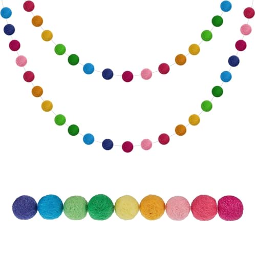 2 Stück Filzkugel Girlande Mehrere Farben 5.56ft 60pcs Filzbälle Handgefertigt Hängende Dekoration für Christbaumschmuck Dekoration Party Deko 2 Stück Filzkugel Girlande Mehrere Farben 5.56ft 60pcs Filzbälle Handgefertigt Hängende Dekoration für Christbaumschmuck Dekoration Party Deko von XDGBGFN