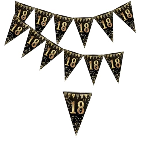 3 Stück 30 Geburtstag Deko Männer Girlande 30 Schwarz Gold Wimpelkette Banner 30 Deko Party Dekoration Girlande Banner (Schwarz Gold 18) von XDGBGFN
