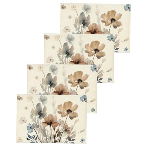 4er Set Platzdeckchen Blumen Platzdeckchen Stoff Platzsets Abwaschbar Quadrat 30x45cm Tischsets für Esstisch, Wohndeko, Partyzubehör 4er Set Platzdeckchen Blumen Platzdeckchen Stoff Platzsets Abwaschbar Quadrat 30x45cm Tischsets für Esstisch, Wohndeko, Partyzubehör von XDGBGFN