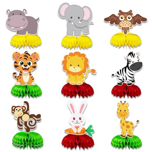 9 Stück Dschungel Tiere Bienenwabe Tischdeko Safari Dschungel Thema Party Honeycomb Mittelstück Deko Geburtstagsparty-Zubehör für Kindergeburtstag Party 9 Stück Dschungel Tiere Bienenwabe Tischdeko Safari Dschungel Thema Party Honeycomb Mittelstück Deko Geburtstagsparty-Zubehör für Kindergeburtstag Party von XDGBGFN