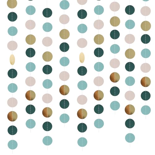 Papier Girlande Glitzer Runde Banner, 4 Stücke Bunt Glitzer Papier Circle Dots Banner für Geburtstag Party, Hochzeit, Weihnachten Party Deko Supplies (Grün) von XDGBGFN