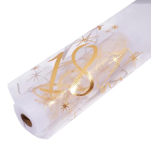 Tischläufer 18 Geburtstag Vergoldung 18. Geburtstag Deko Erwachsene Zeremonie Dekoration Materialien Tischläufer Geburtstag für Frau und Mann Geburtstag von XDGBGFN