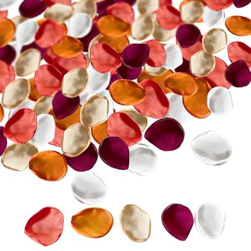XDGBGFN 200 Stück Künstliche Rosenblätter Seiden Blütenblätter für Hochzeit Valentinstag Geschenkboxen dekorieren Tischdekoration Brautduschen (Orangerot) von XDGBGFN