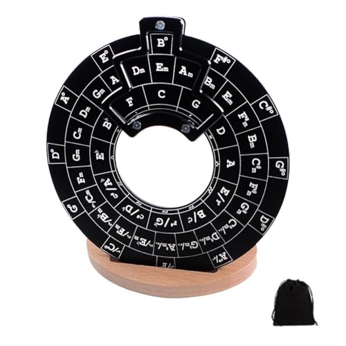 XDGJTBFMY Circle of Fifths Wheel Metal Melody Tool Chord Wheel with Stand Holder, Guitar Chord Roulette Music Theory Learning Tool, Round Circle of Fifths Wheel for Bass Piano General (1pc) von XDGJTBFMY