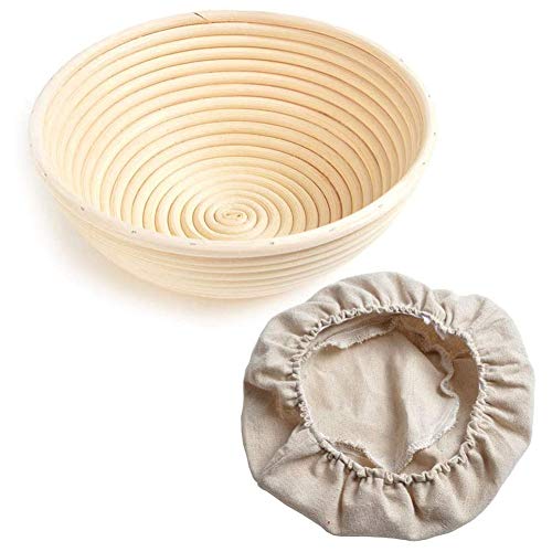 Gärkörbchen Rund, Gärkörbchen,Der Ideale Gärkorb Für Brotteig Aus Natürlichem Peddigrohr,mit Leineneinsatz (Runden 30cm) von XDKS