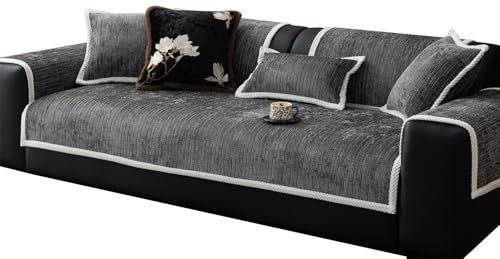 Sofa Überzug Sofabezug rutschfest Sofaschoner Weiche Chenille 1/2/3/4 Sitzer Couch Überzug Sofaüberwürfe Für U Form L Form Sektionssofa (Dunkelgrau,70 x 90 cm/1 Stück) von XDKS