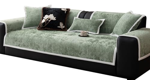 Sofa Überzug Sofabezug rutschfest Sofaschoner Weiche Chenille 1/2/3/4 Sitzer Couch Überzug Sofaüberwürfe Für U Form L Form Sektionssofa (Grün,70 x 90 cm/1 Stück) von XDKS