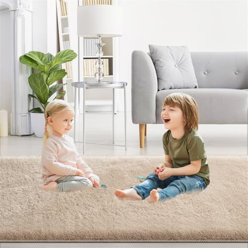 XDKS Flauschiger Badezimmerteppich in Shaggy Optik, Waschbar Badematte Weich Flauschig Badteppich Shaggy Hochflor Mikrofaser Badvorleger (French Oak,61×91cm) von XDKS