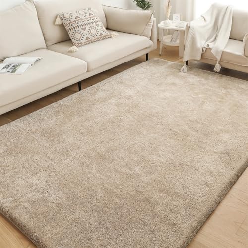 XDKS Flauschiger Badezimmerteppich in Shaggy Optik, Waschbar Badematte Weich Flauschig Badteppich Shaggy Hochflor Mikrofaser Badvorleger (French Oak,91×152cm) von XDKS