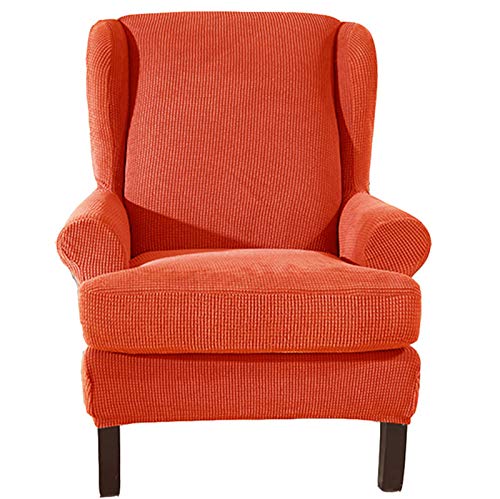 XDKS Ohrensessel Schonbezug,ohrensessel Bezug Stretch Jacquard Elastische Sofaüberwurf Schutzhülle Aus Elastischem Sessel Husse Für Ohrensessel (Orange) von XDKS