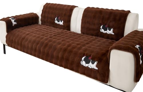 XDKS Plüsch Sofabezug Ecksofa 1/2/3/4 Sitzer, Neue rutschfeste Sofa überzug Couch überzug für Sektionssofa, Waschbar Sofaüberwurfe Sofadecke für Wohnzimmer (Braun,110x240cm) von XDKS