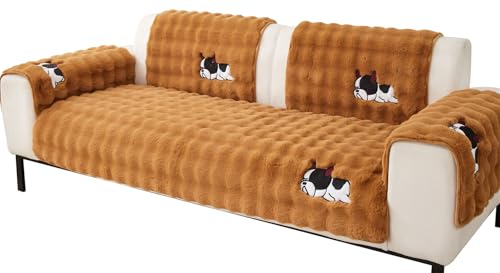XDKS Plüsch Sofabezug Ecksofa 1/2/3/4 Sitzer, Neue rutschfeste Sofa überzug Couch überzug für Sektionssofa, Waschbar Sofaüberwurfe Sofadecke für Wohnzimmer (Gelb,90x90cm) von XDKS