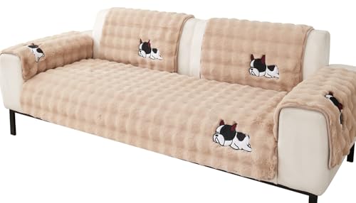 XDKS Plüsch Sofabezug Ecksofa 1/2/3/4 Sitzer, Neue rutschfeste Sofa überzug Couch überzug für Sektionssofa, Waschbar Sofaüberwurfe Sofadecke für Wohnzimmer (Khaki,110x180cm) von XDKS