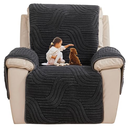 XDKS Sofa Armlehnenbezüge, Superweicher Sofabezug, Relaxsessel Bezüg Sesselüberzug für Zuhause mit Kindern und Haustieren Hund (Dunkelgrau) von XDKS