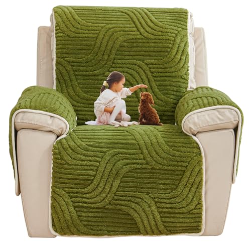 XDKS Sofa Armlehnenbezüge, Superweicher Sofabezug, Relaxsessel Bezüg Sesselüberzug für Zuhause mit Kindern und Haustieren Hund (Grün) von XDKS