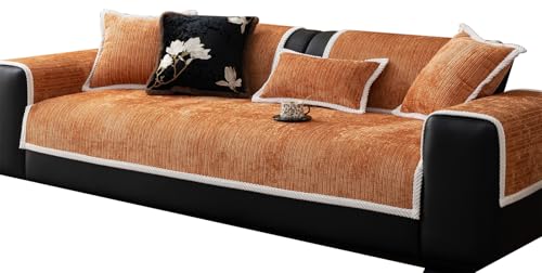XDKS Sofa Überzug Sofabezug rutschfest Sofaschoner Weiche Chenille 1/2/3/4 Sitzer Couch Überzug Sofaüberwürfe Für U Form L Form Sektionssofa (Orange,90x70cm/1 Stück) von XDKS