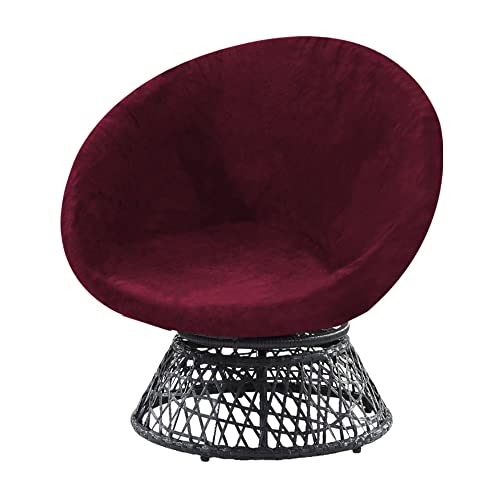 XDKS Stuhl-Abdeckung Aus Samt, Abnehmbare für Erwachsene, Nur Schonbezug Moon Chair-Abdeckung, Untertassen-Stuhl-Möbelschutz (Weinrot,Groß) von XDKS