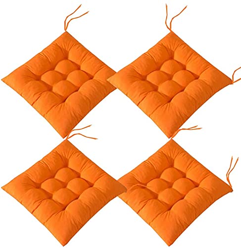 XDKS Stuhlauflagen 4er-Set Sitzauflage Für Esszimmerstuhl Gartenküche Stuhlkissen Mit Bindung Für Innen/Außen Bequeme Stuhlauflagen Für Küchensitzauflagen (Orange) von XDKS