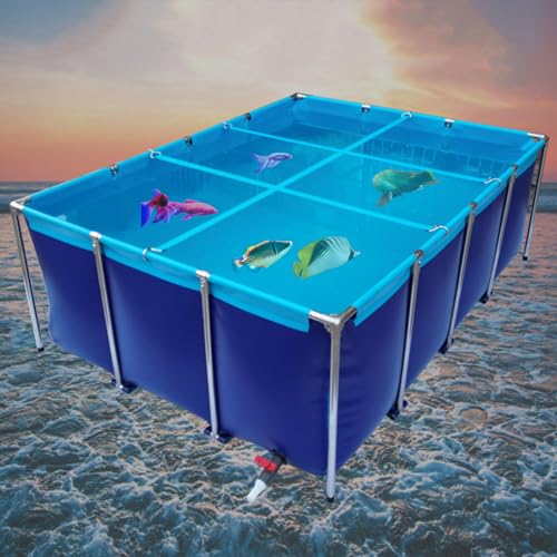 XDLYWUZIQ Fischteich Aus Segeltuch, Oberirdischer Pool, Blauer Aquarium-Wassertank, Quaderförmiger Zierpool, Koi-Zuchtteich Mit Ablassventil, Tragbares PVC-Reservoir,0.8 * 0.6 * 0.3m von XDLYWUZIQ