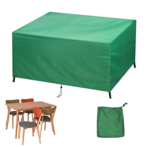 Gartenmöbel Abdeckung,150x120x95cm Rechteckig Abdeckplane für Gartentisch,mit Zugkordel Gartenmöbel Abdeckhaube,420D Oxford Wasserdicht, Winddicht, UV-beständig Schutzhülle-Grün von XDMYGTT