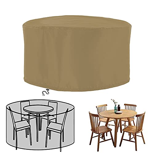 XDMYGTT Rund Gartenmöbel Abdeckung,160x75cm 420D Oxford Abdeckhaube Schutzhülle Abdeckplane für Gartenmöbel,Sitzgarnituren,Gartentische und Möbelsets,Wasserdichtes,UV-beständig-Beige von XDMYGTT