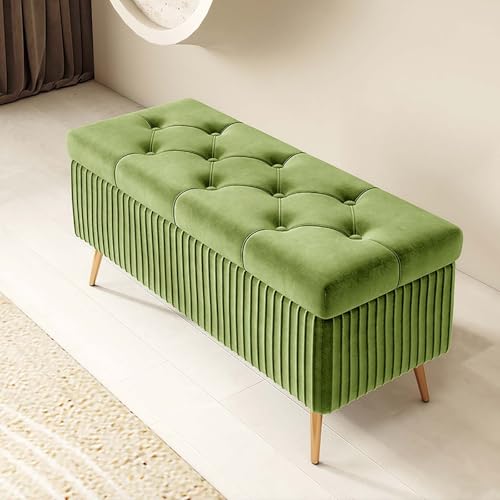 Aufbewahrungsbank für Schlafzimmer,Eingangsbank,Aufbewahrungsbank am Bettende,Fußbank am Bett,gepolsterte Bank,gepolsterte Sitzbank mit Stauraum,geeignet für verschiedene Einsatzbereiche(Fruit green,1 von XDOPIRRS