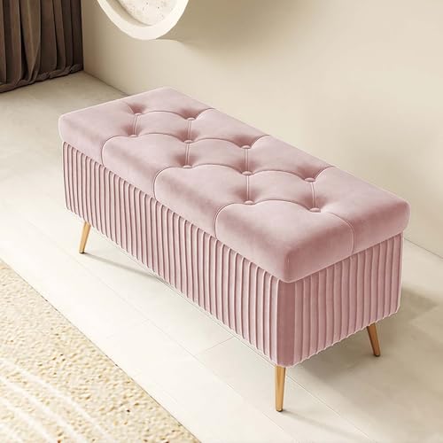 Aufbewahrungsbank für Schlafzimmer,Eingangsbank,Aufbewahrungsbank am Bettende,Fußbank am Bett,gepolsterte Bank,gepolsterte Sitzbank mit Stauraum,geeignet für verschiedene Einsatzbereiche(Tender pink,8 von XDOPIRRS