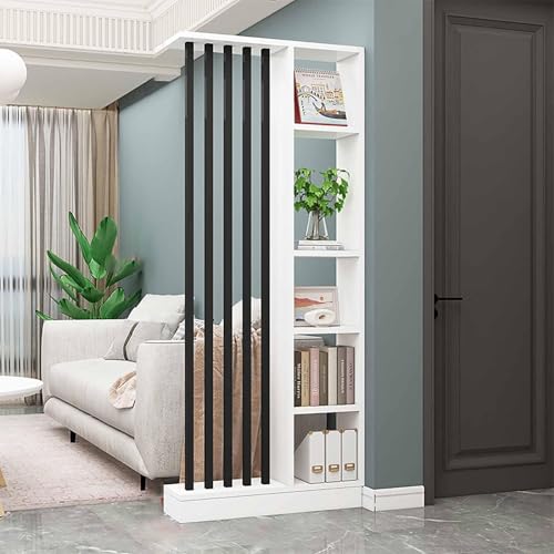 Boden-Wandsäulen-Trennwand-Raumteiler, DIY moderne Raumtrennwand, Sichtschutz, Veranda-Trennsäule, bodenstehend (mit Regal), Holzlatten-Trennwand, Veranda-Dekoration, geeignet für Teehaus/Café.(C,80cm von XDOPIRRS