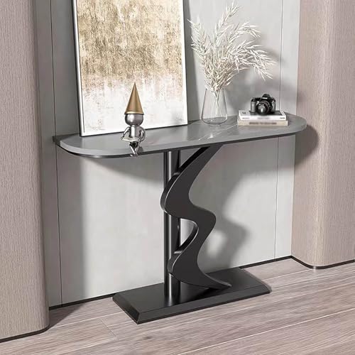 Industrieller Sofatisch hinter dem Sofa,rechteckiger Konsolentisch aus Stein,moderner Konsolentisch mit geometrischen Metallbeinen,rustikaler Eingangstisch(C,55.1*11.8*31.5in/140*30*80cm) von XDOPIRRS