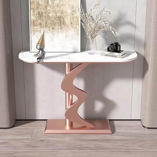 Industrieller Sofatisch hinter dem Sofa,rechteckiger Konsolentisch aus Stein,moderner Konsolentisch mit geometrischen Metallbeinen,rustikaler Eingangstisch(D,55.1*11.8*31.5in/140*30*80cm) von XDOPIRRS