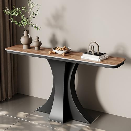 Moderner Konsolen-Sofatisch aus Schmiedeeisen,Wandkunst-Stehtisch für den Eingangsbereich mit geometrischen Metallbeinen,Flur-Foyer-Tisch für den Eingangsbereich(D,39.4*11.8*31.5in/100*30*80cm) von XDOPIRRS