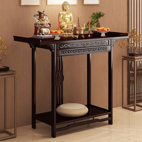 Persönlicher Meditationsschrein, Meditationsaltartischschrank, Meditationsaltartisch aus Bambus, Altartisch aus Massivholz, Meditationstischaltar mit Aufbewahrung, chinesischer Buddha-Nischenschrank(1 von XDOPIRRS