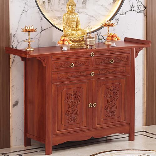XDOPIRRS Chinesischer Altar mit Schrankbasis, Meditationsaltar aus Bambus, persönliche Meditationsnische mit Stauraum, freistehender Puja-Gebetstisch, Opfertisch(108cm) von XDOPIRRS