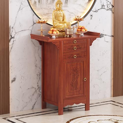 XDOPIRRS Chinesischer Altar mit Schrankbasis, Meditationsaltar aus Bambus, persönliche Meditationsnische mit Stauraum, freistehender Puja-Gebetstisch, Opfertisch(120cm/47.2in) von XDOPIRRS