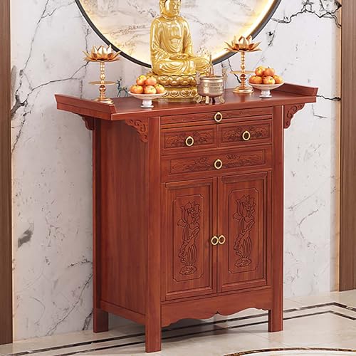XDOPIRRS Chinesischer Altar mit Schrankbasis, Meditationsaltar aus Bambus, persönliche Meditationsnische mit Stauraum, freistehender Puja-Gebetstisch, Opfertisch(88cm) von XDOPIRRS