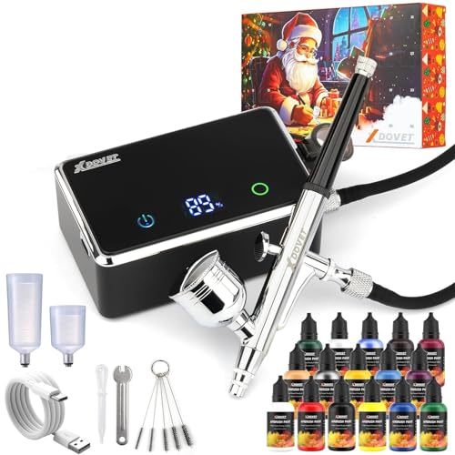 XDOVET Airbrush Set mit Farblack 16 Farben/ 20ml, Verbessertes 32 PSI Dual-Action Airbrush Set mit Modellbau Farbstoffe, Tragbares Airbrush Set mit Kompressor für Färbung XDOVET Airbrush Set mit Farblack 16 Farben/ 20ml, Verbessertes 32 PSI Dual-Action Airbrush Set mit Modellbau Farbstoffe, Tragbares Airbrush Set mit Kompressor für Färbung von XDOVET