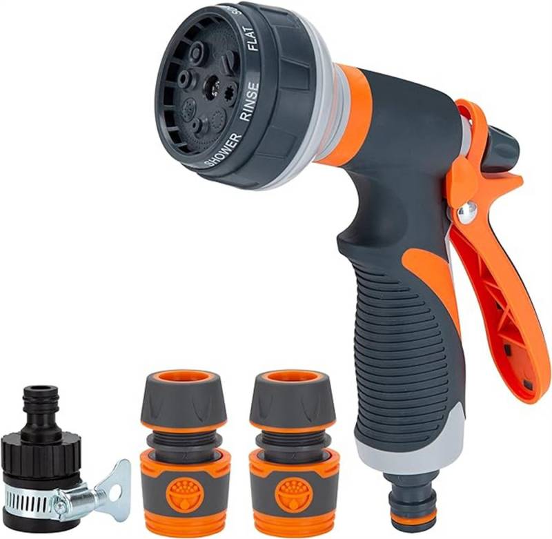 XDOVET Bewässerungsbrause 8-Funktionen Handbrause Gartenschlauch Aufsatz Autowaschen, Gartenbrause Bewässerung Pflanzen Rasen Reinigung Haustiere von XDOVET